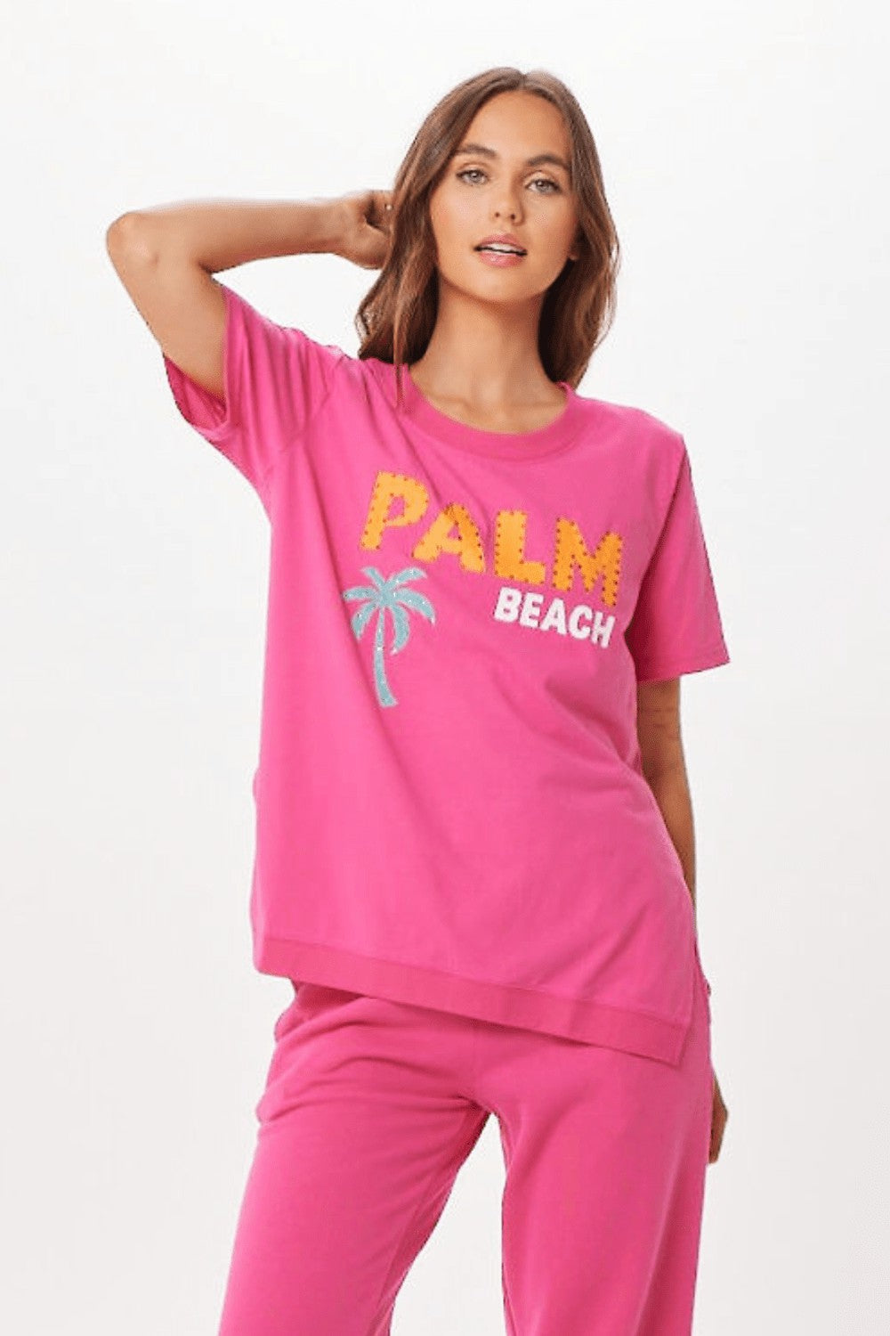 Hot Pink Palm Beach Jet Setter T-Shirt | Vintage Havana Clothing