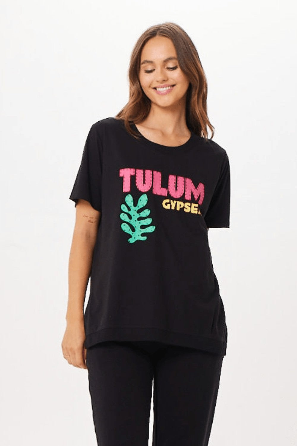 Black Tulum Jet Setter T-Shirt | Vintage Havana Clothing