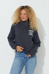 Black "Vintage University" Quarter Pigment Dyed Zip Sweatshirt | Vintage Havana Clothing