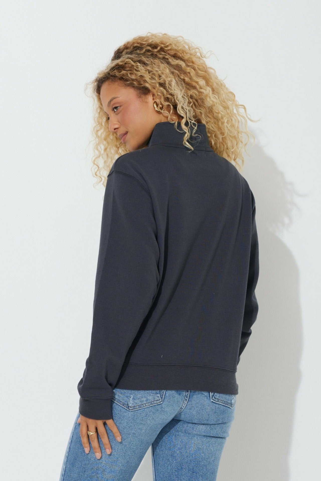Black "Vintage University" Quarter Pigment Dyed Zip Sweatshirt | Vintage Havana Clothing