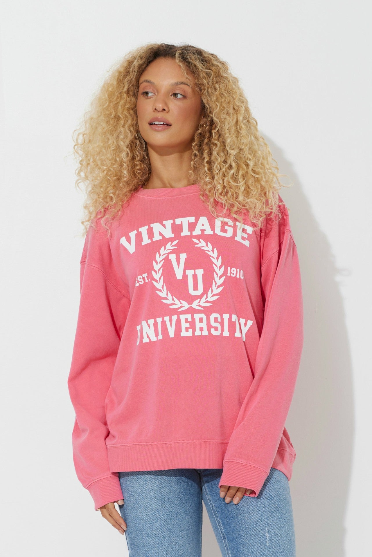 Red "Vintage University" Pigment Dyed Crewneck | Vintage Havana Clothing