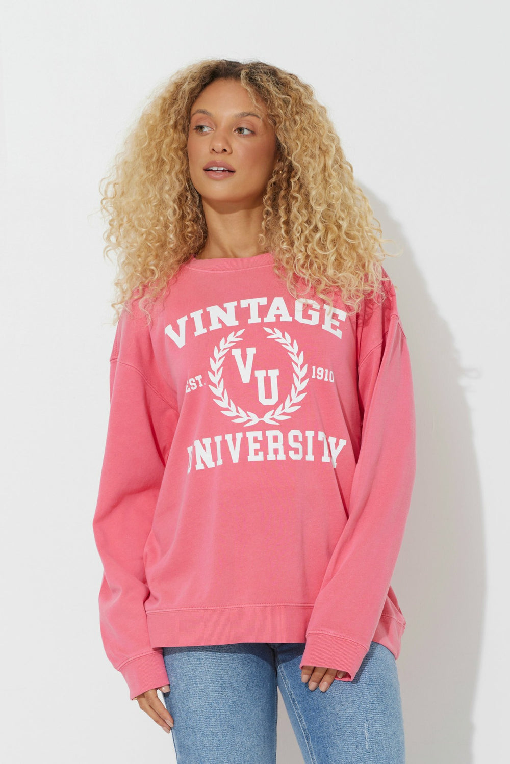Red "Vintage University" Pigment Dyed Crewneck | Vintage Havana Clothing
