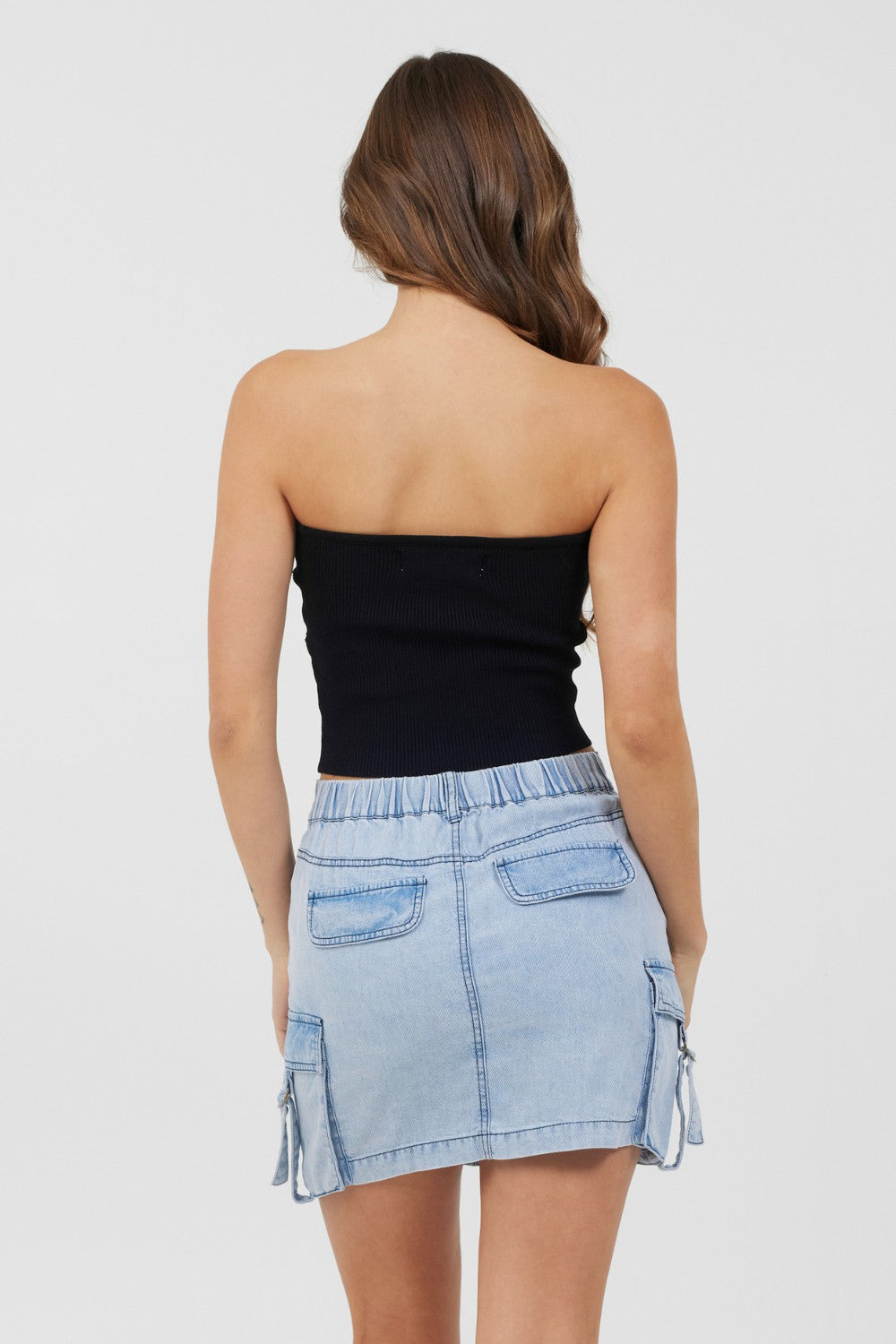 Black Rib Knit Twist Front Tube Top | Vintage Havana Clothing