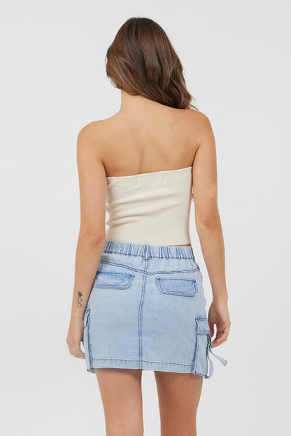 Sunrise Sand Rib Knit Twist Front Tube Top | Vintage Havana Women