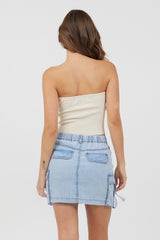 Sunrise Sand Rib Knit Twist Front Tube Top | Vintage Havana Clothing
