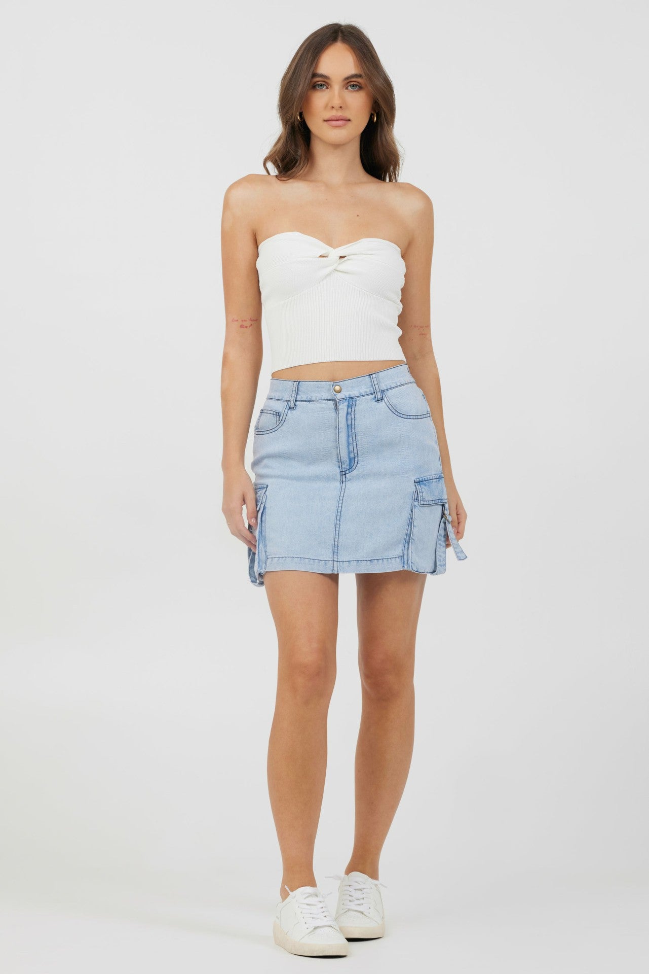 White Rib Knit Twist Front Tube Top | Vintage Havana Clothing