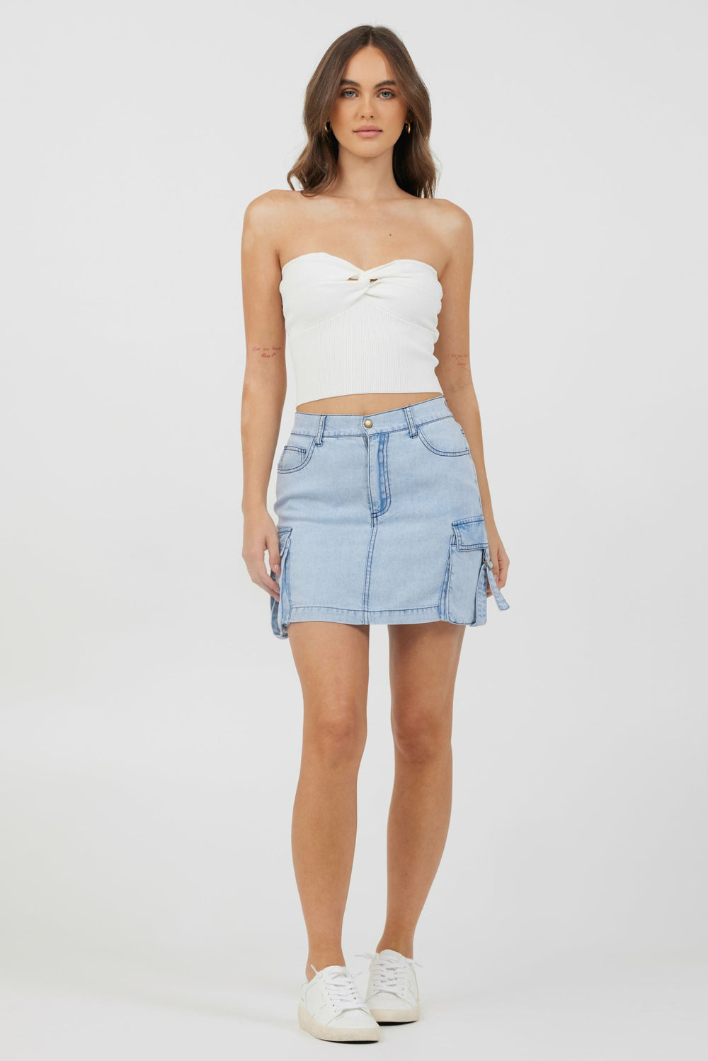 White Rib Knit Twist Front Tube Top | Vintage Havana Clothing