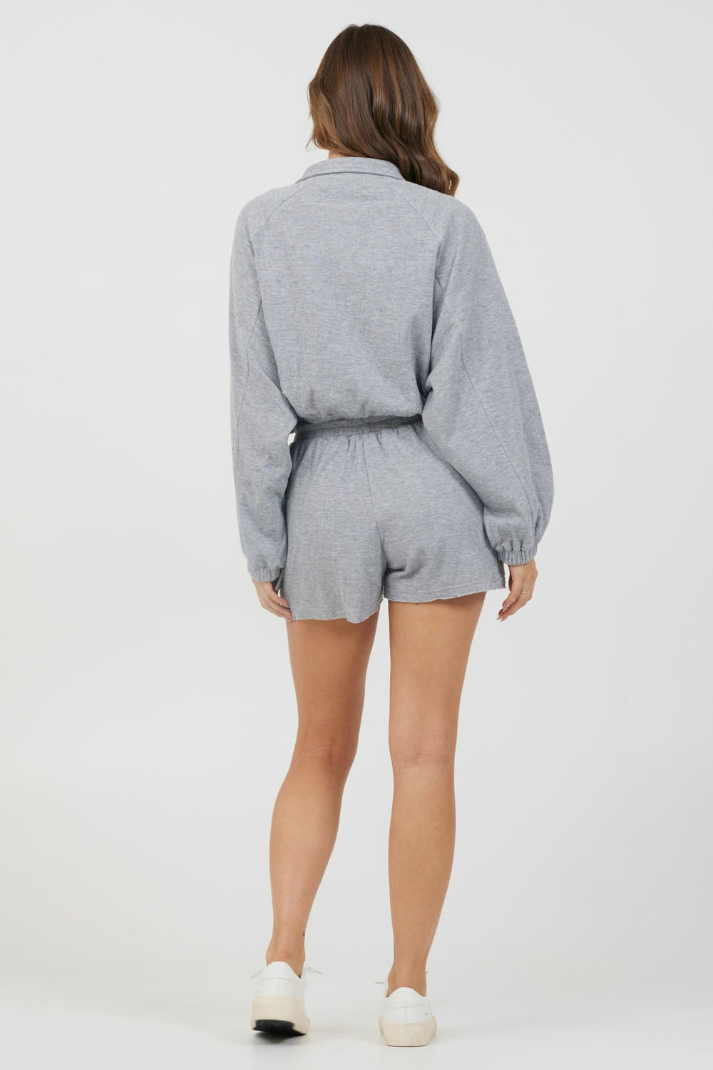 Heather Grey Bounded Textured Jersey Shorts | Vintage Havana Clothing