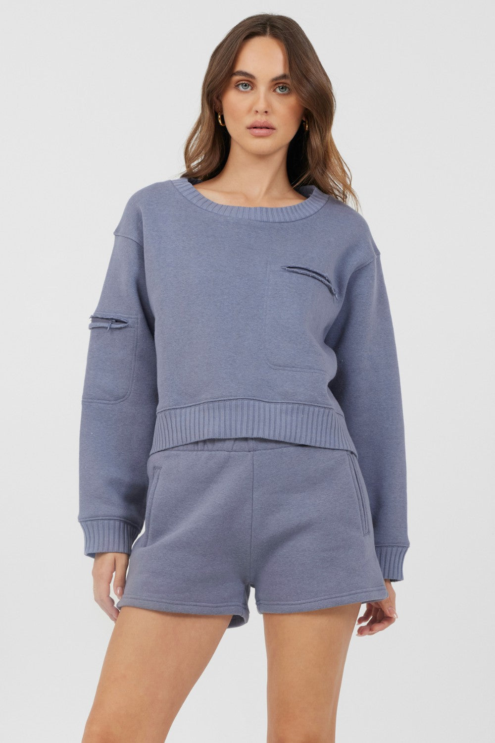 Storm Blue Essential Fleece Crewneck | Vintage Havana Clothing
