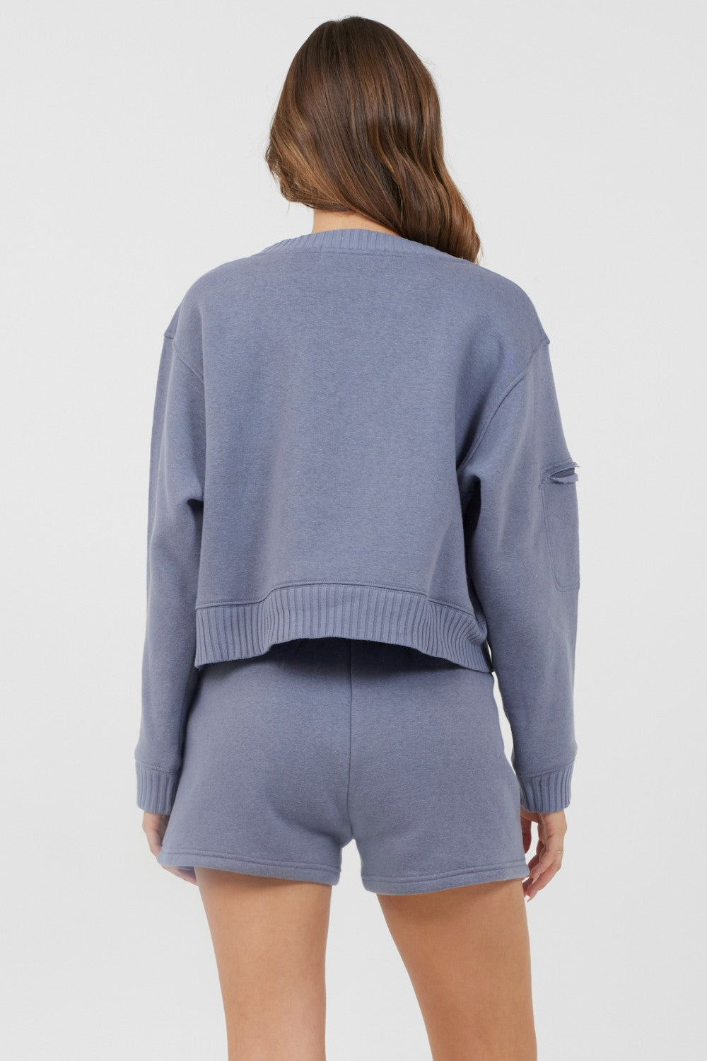 Storm Blue Essential Fleece Crewneck | Vintage Havana Clothing