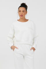 White Essential Fleece Crewneck | Vintage Havana Clothing