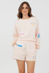 Peach Parfait W/ Multi Puff Print Surf Wash Crewneck | Vintage Havana Clothing
