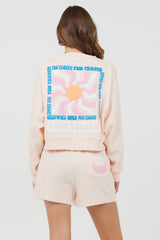 Peach Parfait W/ Multi Puff Print Surf Wash Crewneck | Vintage Havana Clothing