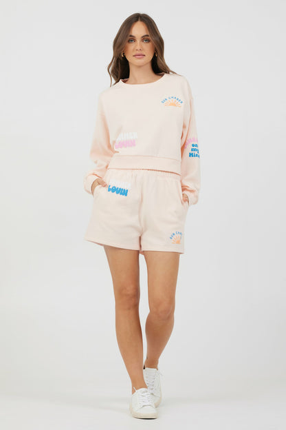 Peach Parfait W/ Multi Puff Print Surf Wash Crewneck | Vintage Havana Women