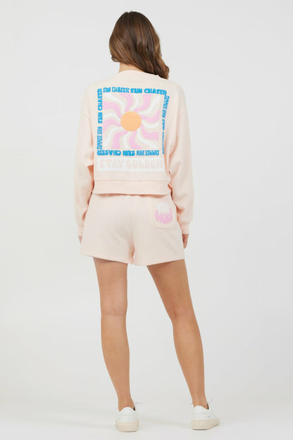 Peach Parfait W/ Multi Puff Print Surf Wash Crewneck | Vintage Havana Women