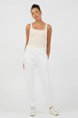 White Essentials Fleece Joggers | Vintage Havana Clothing