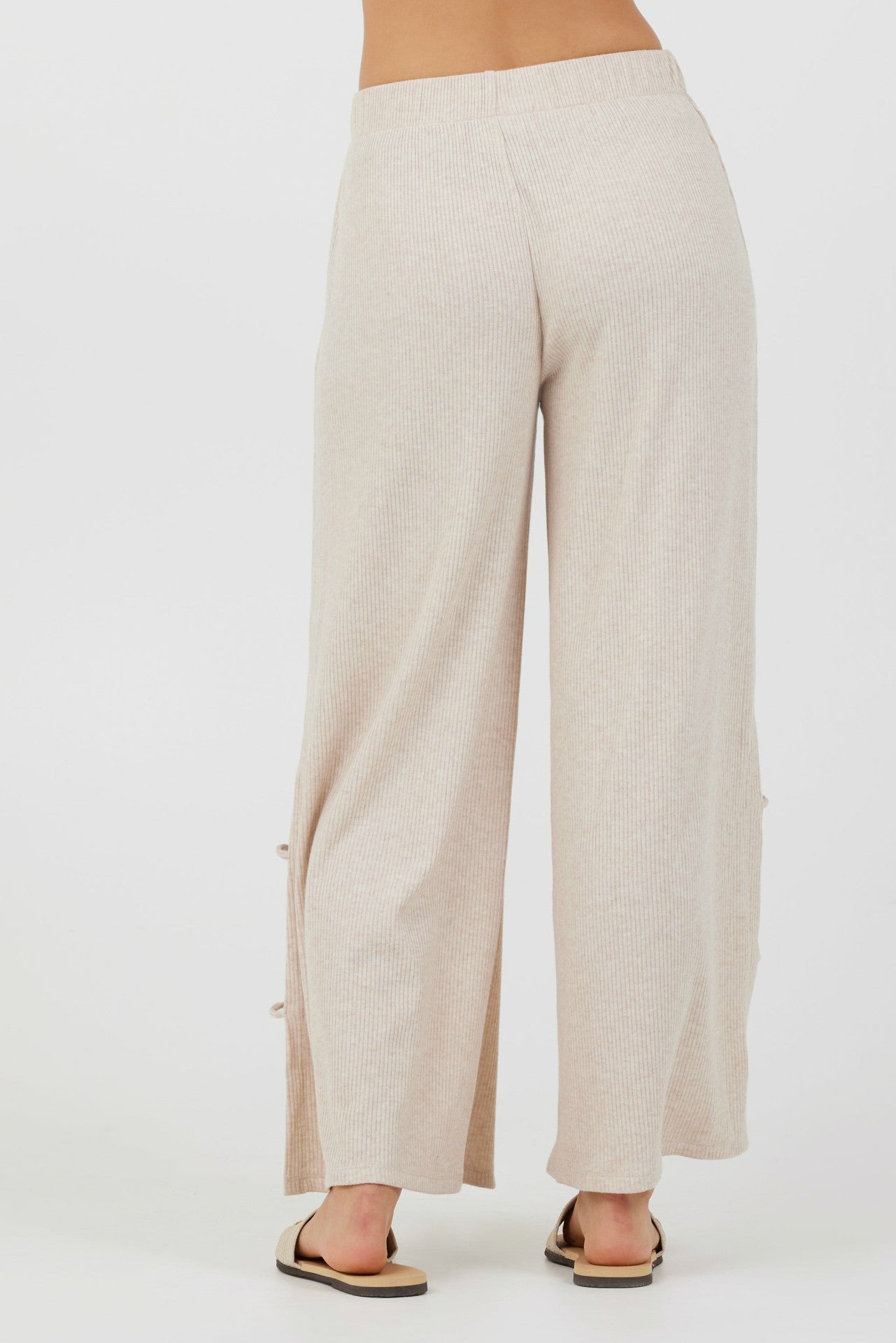 Heather Oatmeal Drapey Knit Cut Out Pants | Vintage Havana Clothing