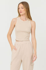 Vanilla Cream Cashmere Fleece Rib Tank | Vintage Havana Clothing