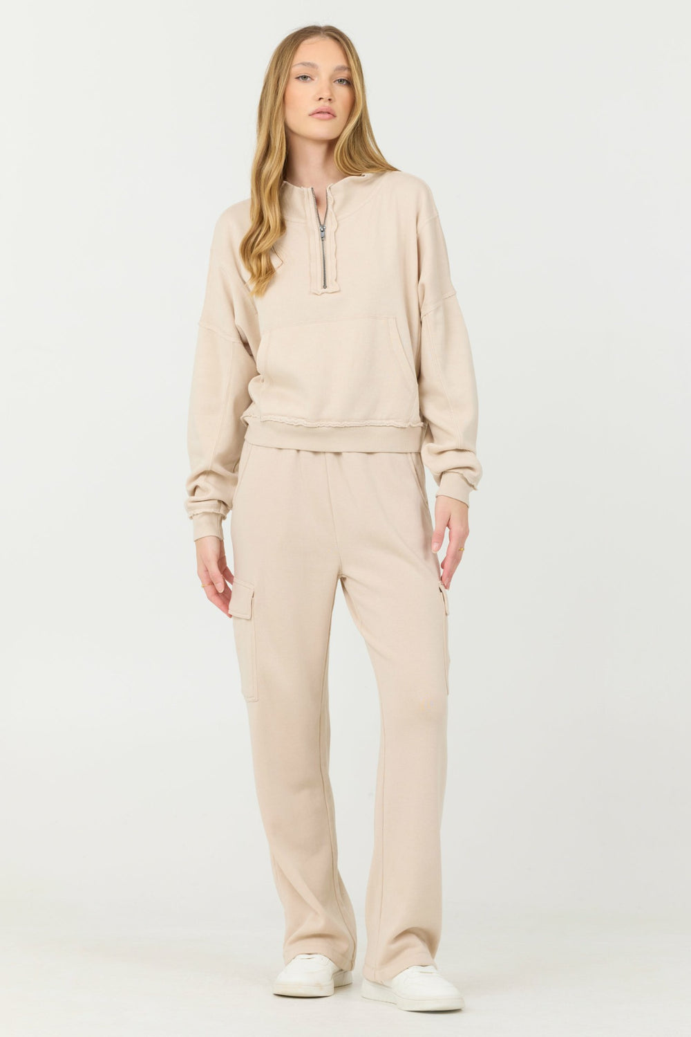 Vanilla Cream Cashmere Fleece Quarter Zip | Vintage Havana Clothing