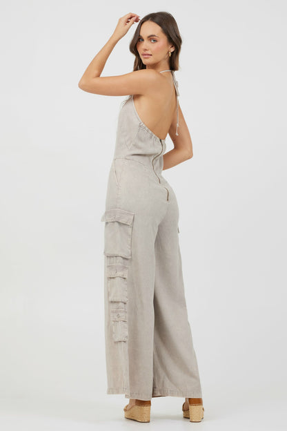 Khaki Tencel Jumpsuit | Vintage Havana Women