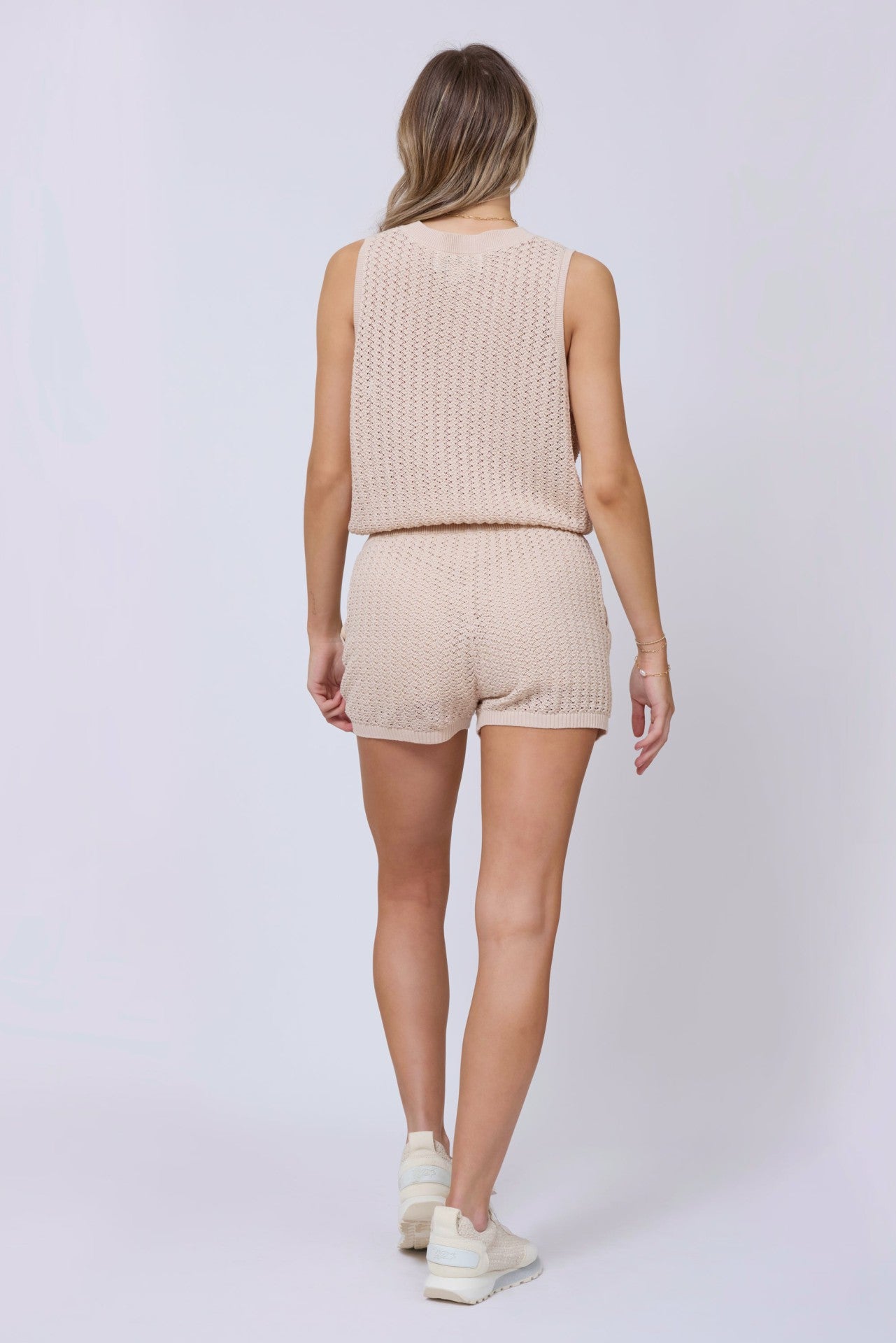 Bali Beige Open Crochet Shorts | Vintage Havana Clothing