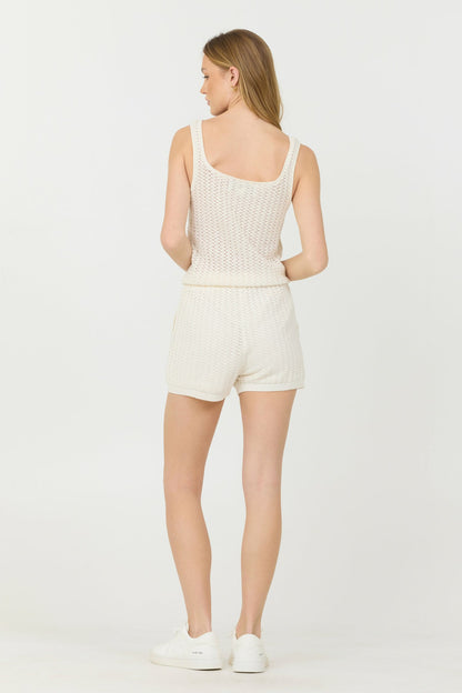 White Open Crochet Romper | Vintage Havana Women
