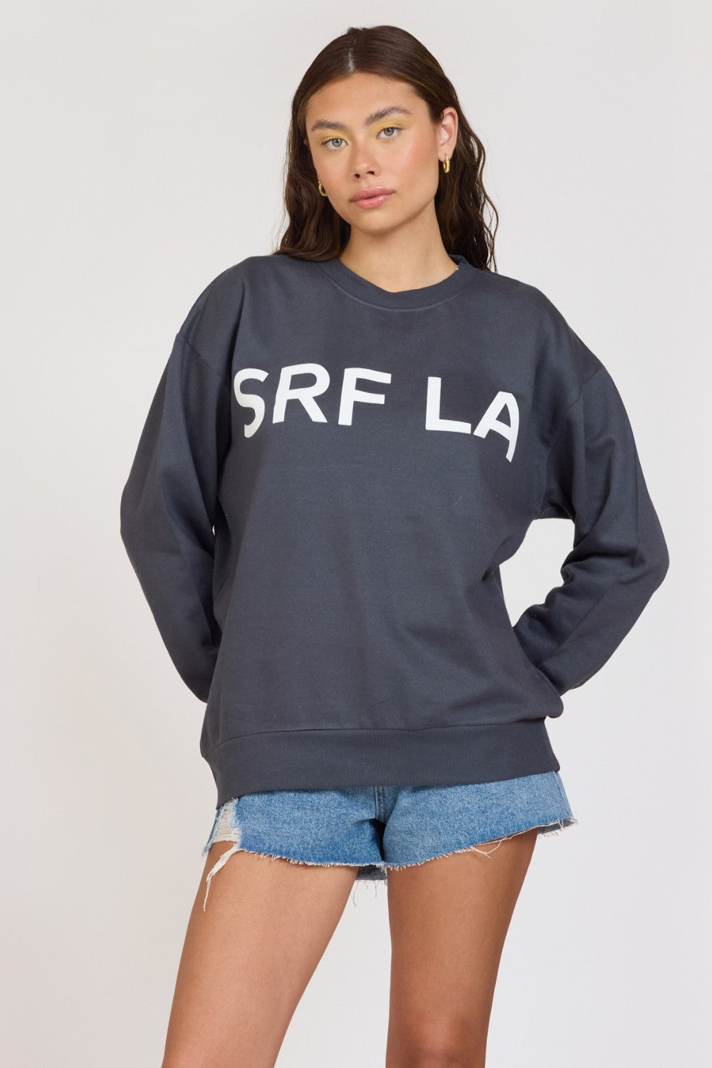 "Surf LA" Black Surf Wash Crewneck | Vintage Havana Clothing