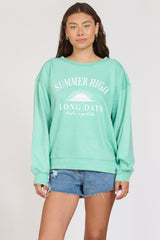 "Summer High" Surf Green Burnout Fleece Crewneck | Vintage Havana Clothing
