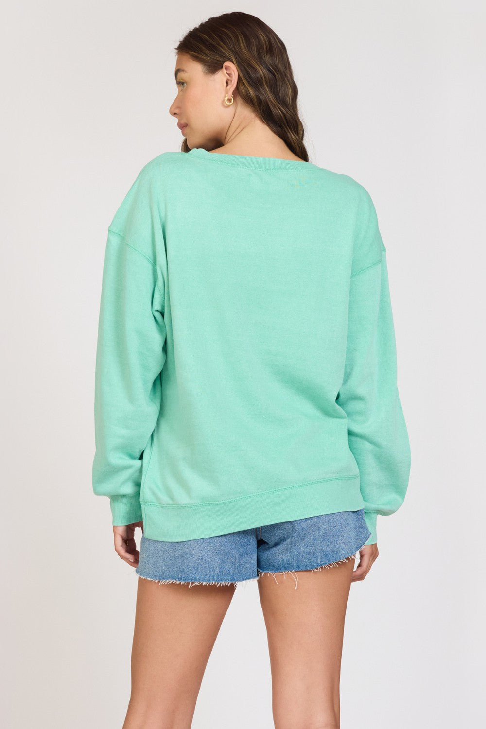 "Summer High" Surf Green Burnout Fleece Crewneck | Vintage Havana Clothing