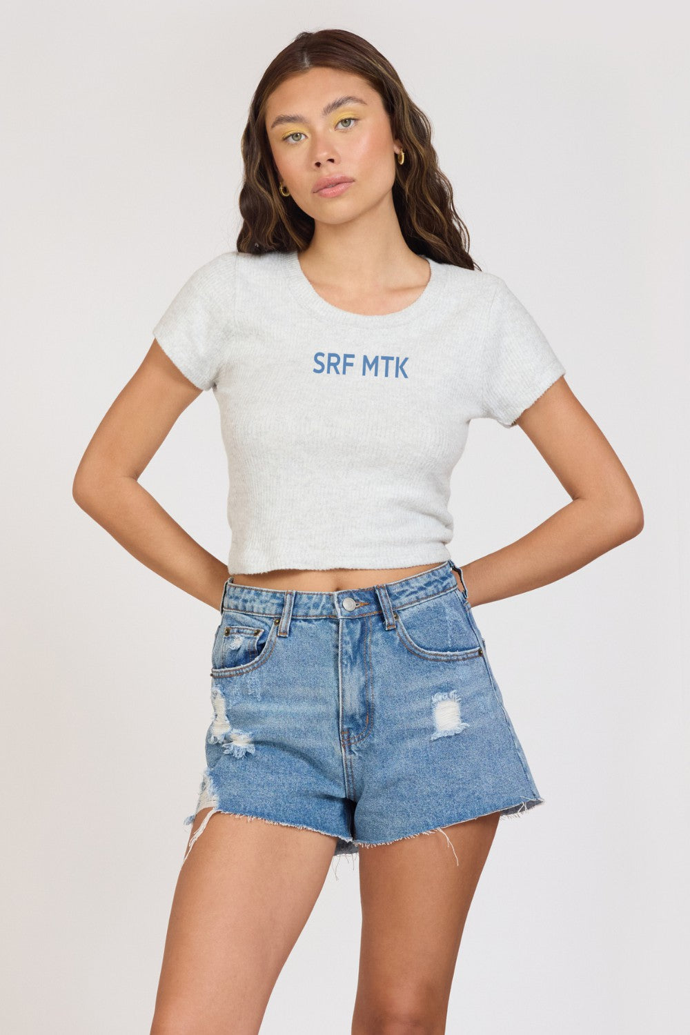 "Surf MTK" Harbor Grey Rib Hacci Cropped Tee | Vintage Havana Clothing
