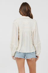 Ivory Multi Texture Polo Blouse | Vintage Havana Clothing