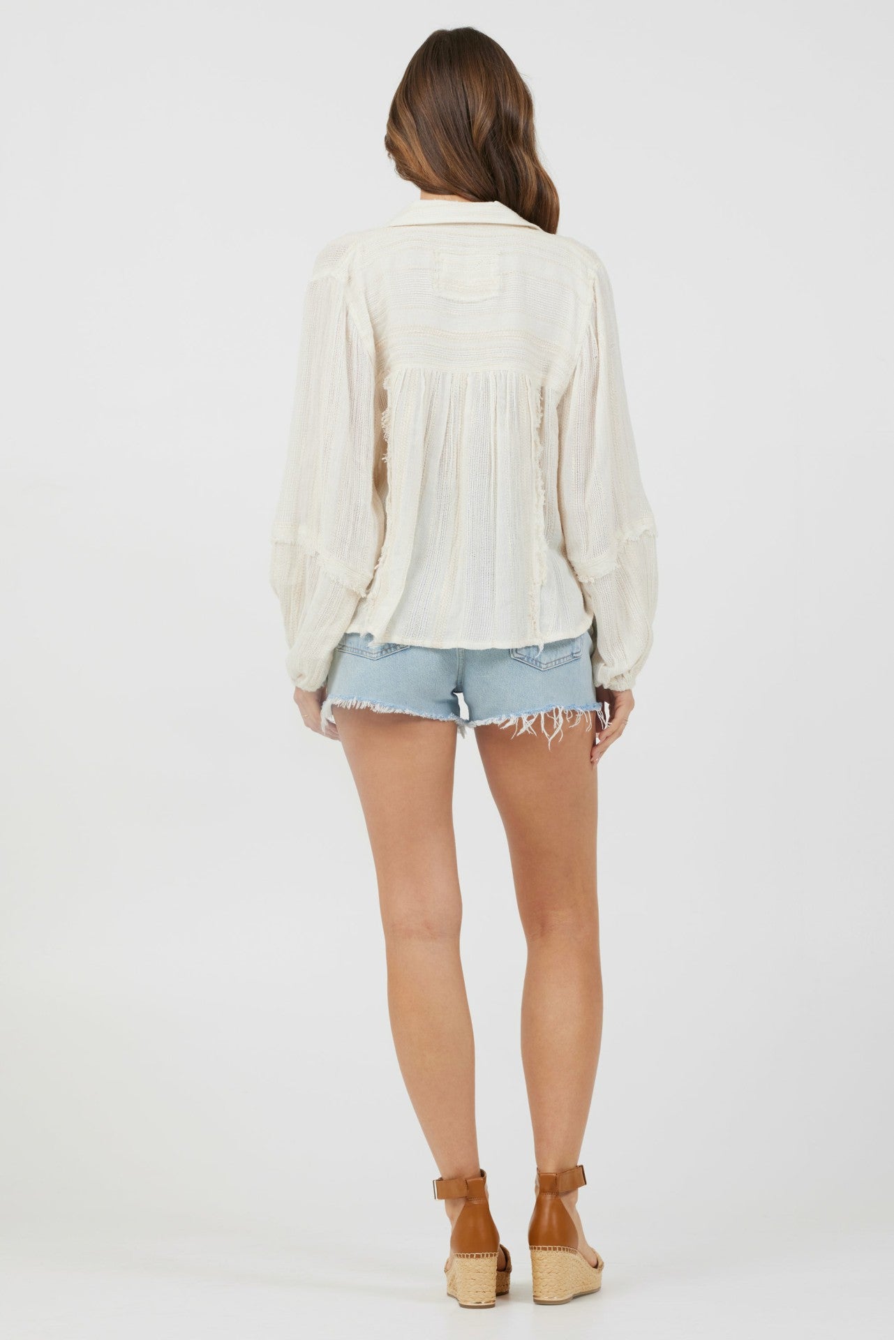 Ivory Multi Texture Polo Blouse | Vintage Havana Clothing
