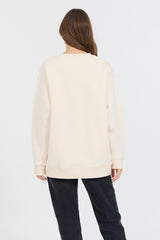 Cream W/ Royal Blue Garment Dye Fleece Crew W/ Glitter Print | Vintage Havana Clothing