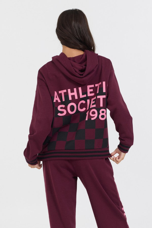 Cabernet W/ Rose Printed Heavy Surf Wash Hoodie | Vintage Havana Clothing