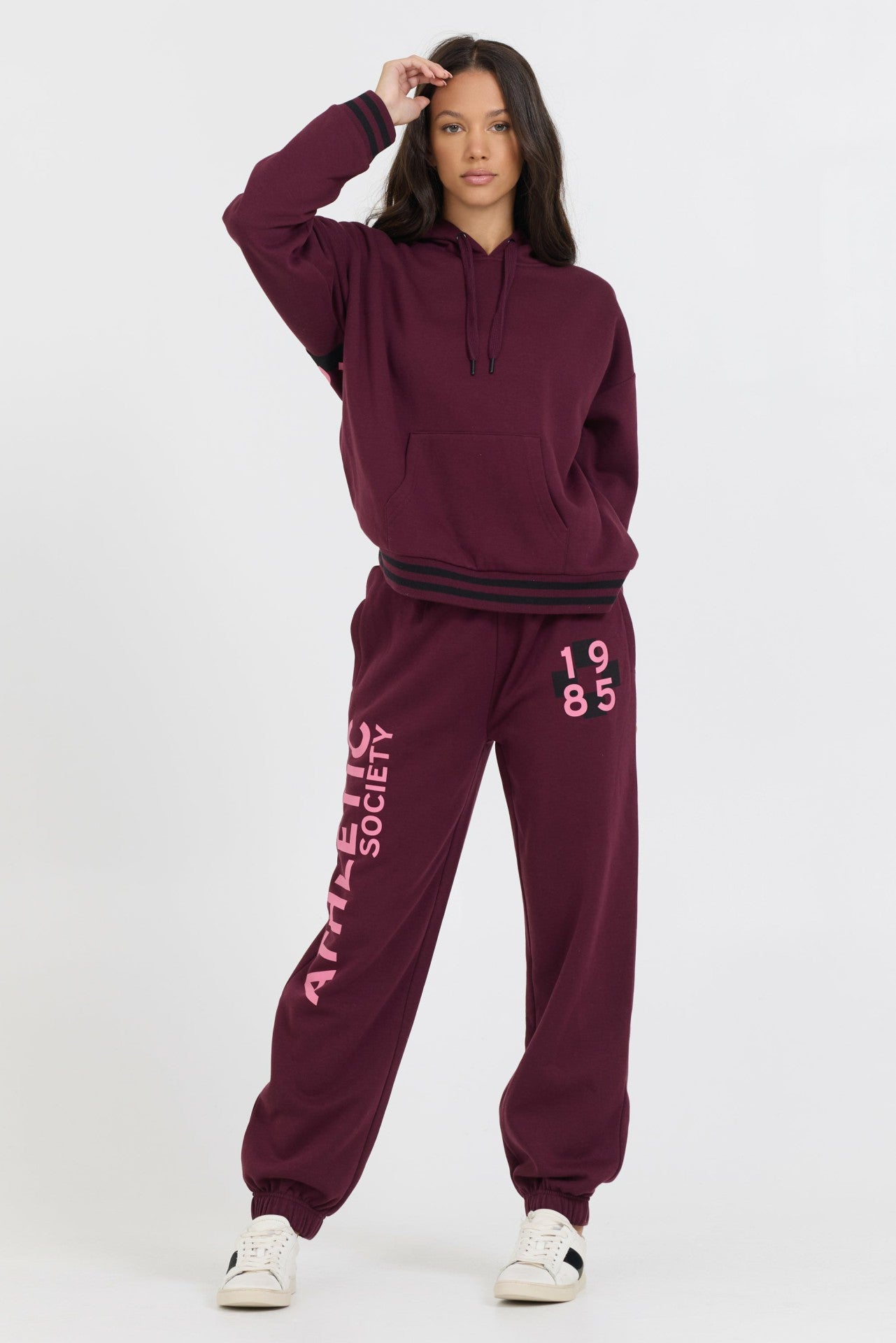 Cabernet W/ Rose Printed Heavy Surf Wash Hoodie | Vintage Havana Clothing