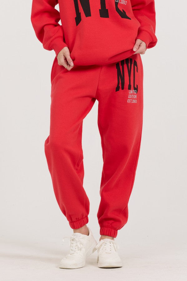 Red/ Black/ Light Grey Garment Dye Jogger W/ Screen Print | Vintage Havana Clothing