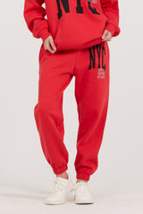 Red/ Black/ Light Grey Garment Dye Jogger W/ Screen Print | Vintage Havana Clothing