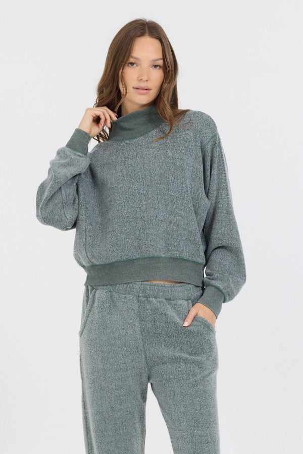 Dark Forest Reverse Fleece Mock Neck | Vintage Havana Clothing