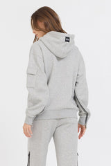 Pure Grey Contrast Black Zipper Hoodie | Vintage Havana Clothing