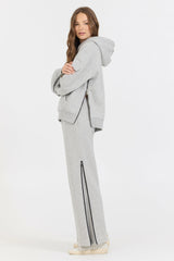Pure Grey Contrast Black Zipper Hoodie | Vintage Havana Clothing