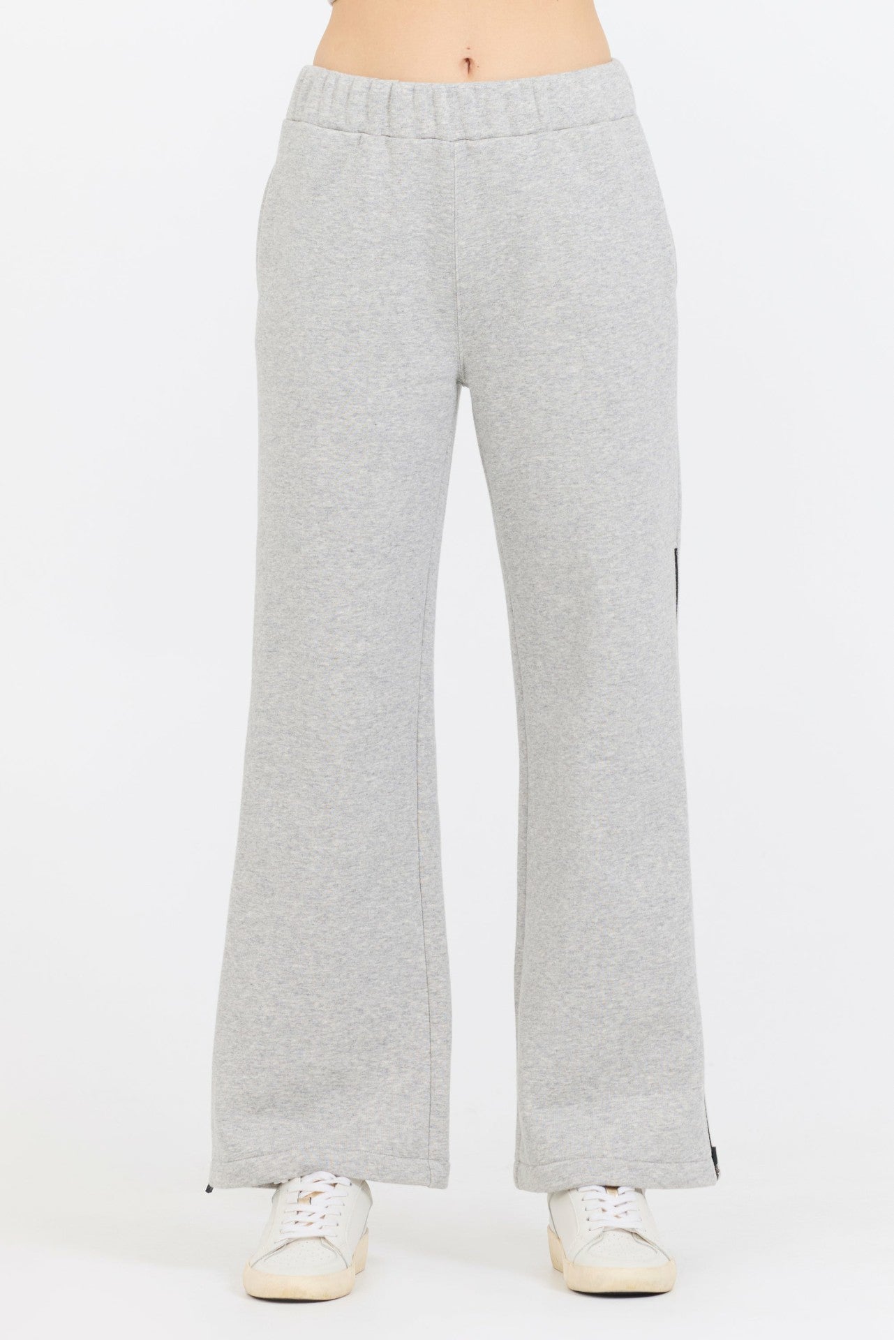 Pure Grey Contrast Black Zipper Flare Pant | Vintage Havana Clothing