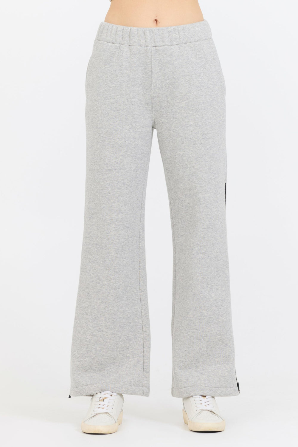 Pure Grey Contrast Black Zipper Flare Pant | Vintage Havana Clothing