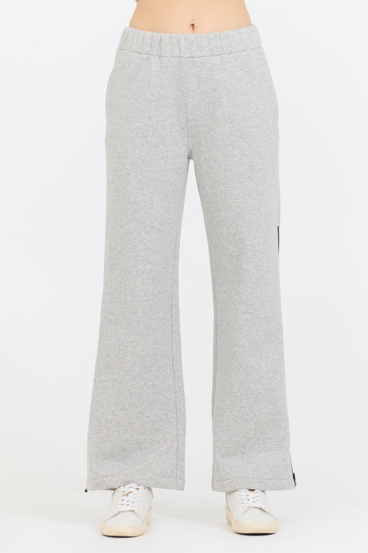 Pure Grey Contrast Black Zipper Flare Pant | Vintage Havana Clothing