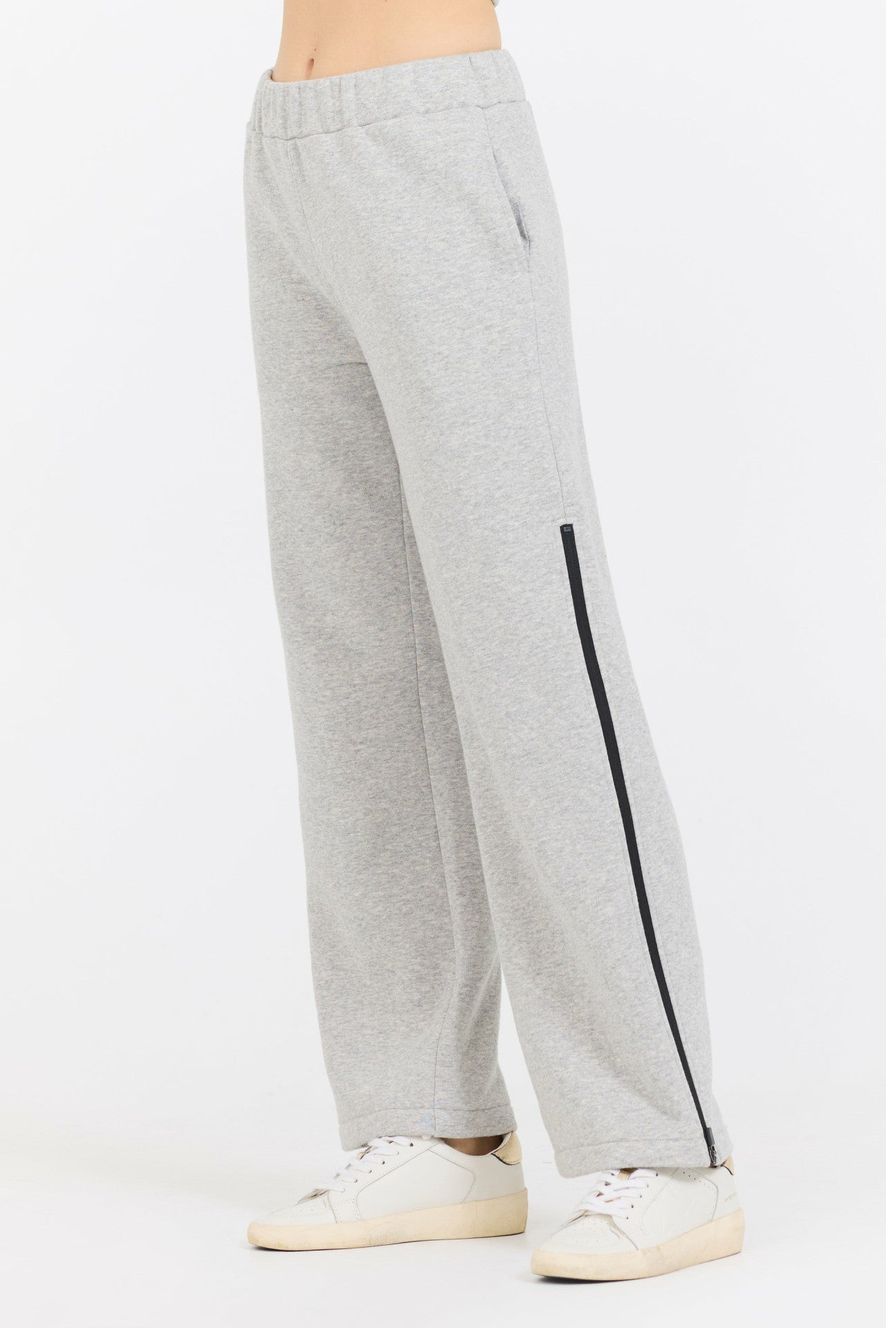 Pure Grey Contrast Black Zipper Flare Pant | Vintage Havana Clothing