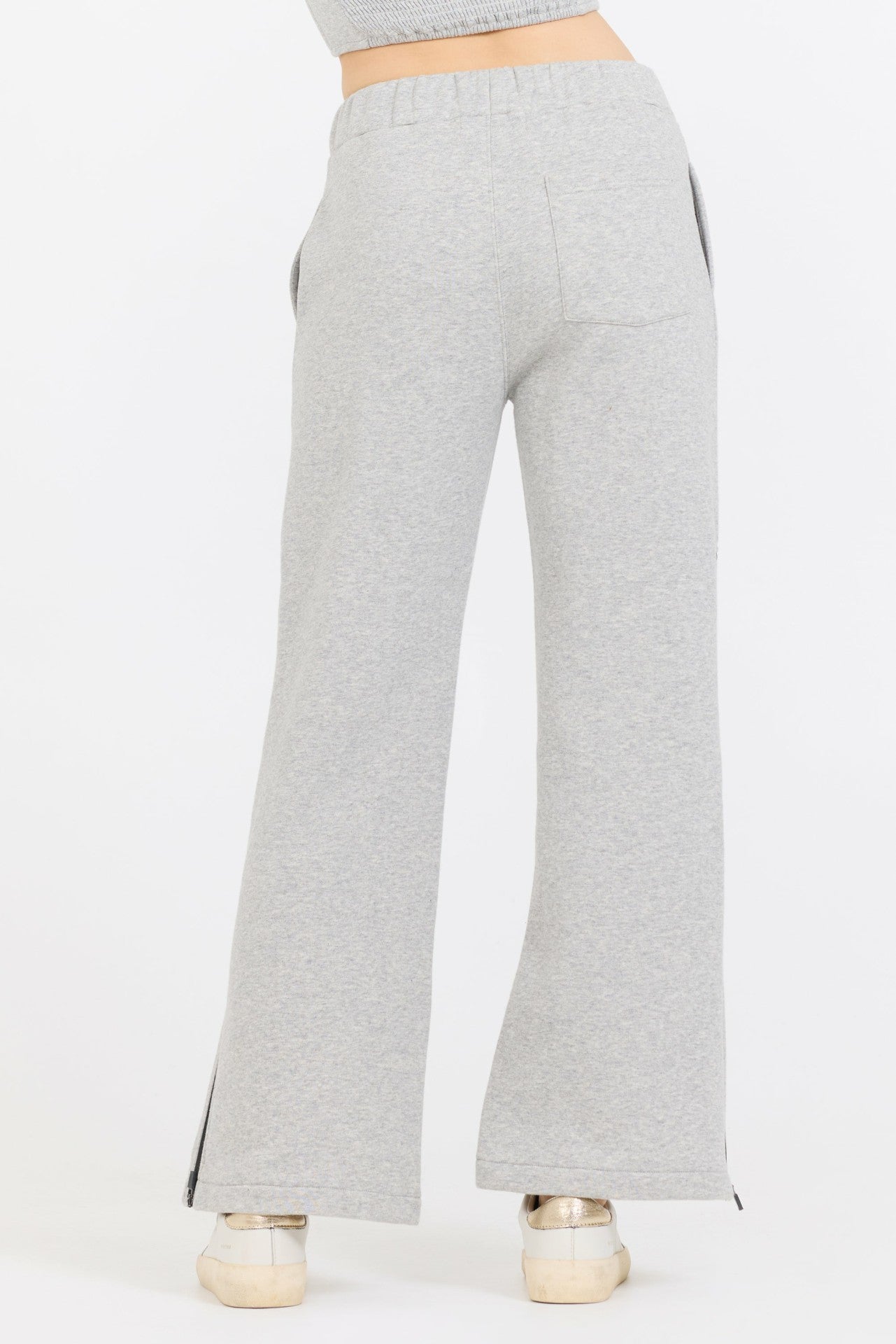 Pure Grey Contrast Black Zipper Flare Pant | Vintage Havana Clothing