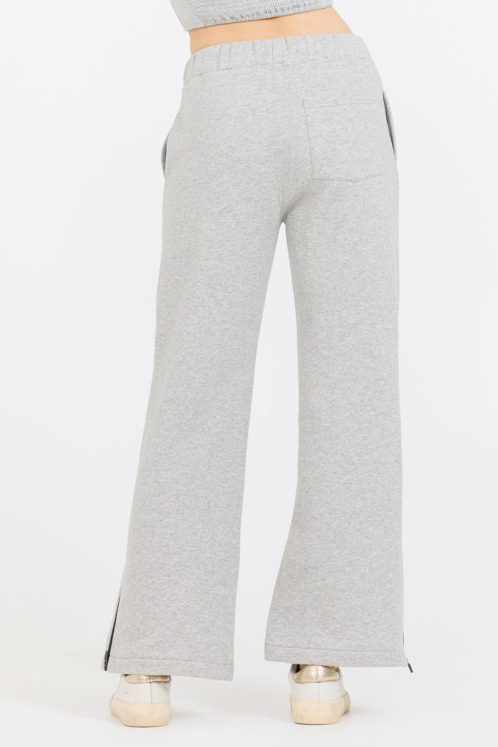 Pure Grey Contrast Black Zipper Flare Pant | Vintage Havana Clothing