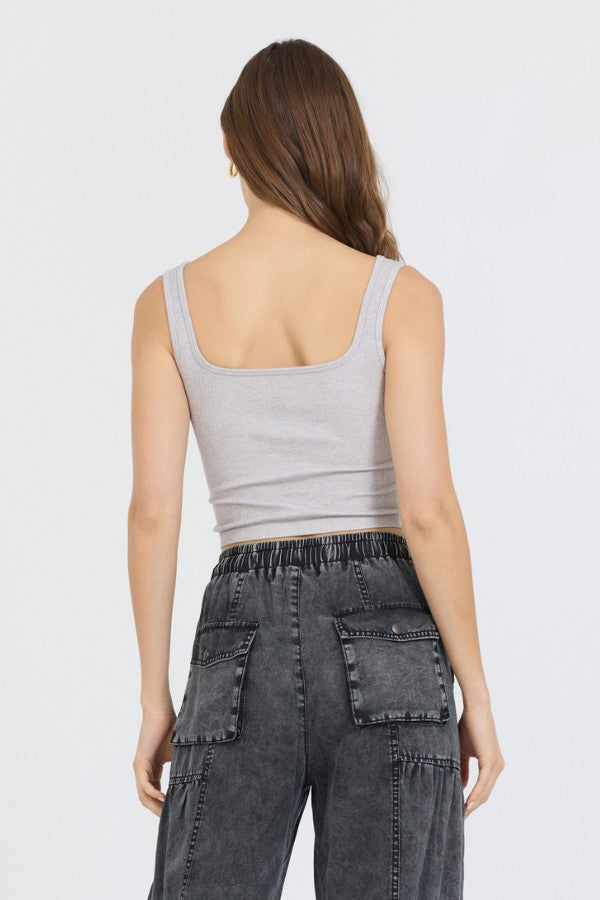 Heather Grey Seamless Tank Top | Vintage Havana Clothing