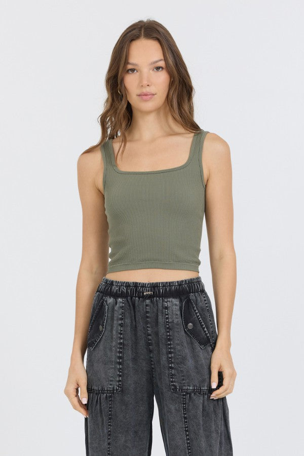 Olive Seamless Tank Top | Vintage Havana Clothing