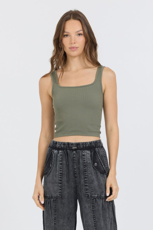 Olive Seamless Tank Top | Vintage Havana Women