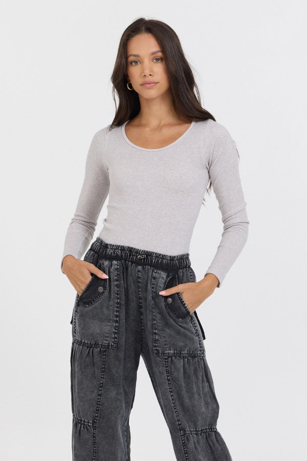 Heather Grey Seamless Long Sleeve Tee | Vintage Havana Clothing